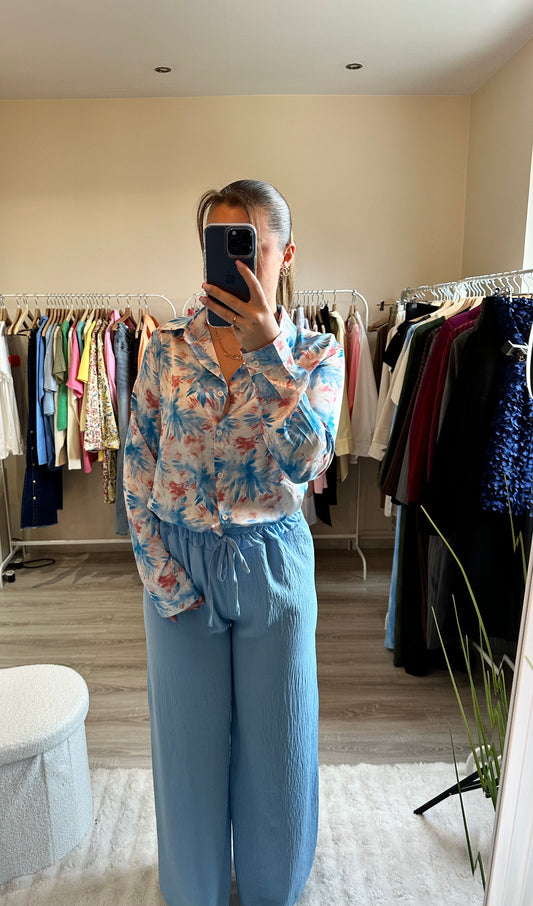 Pantalon fluide bleu